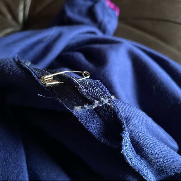 Vintage 70s Kayser Velour Velvet Indigo 1/2 Zip Up Robe House Coat Sz Small - Picture 7 of 7